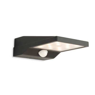 Graphite 5.4cm H Solar Powered Integrated LED Outdoor Bulkhead Light with Dusk to Dawn