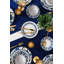 Service de table 24 pièces, bleu et blanc, grès 100% céramique | Comprend 6 assiettes de service (11,0 po), 6 assiettes plates (7,1 po), 6 bols (4,7 po), 6 assiettes à dessert (8,7 po) | Antibactérien, facile à nettoyer, résistant aux chocs thermiques, va au lave-vaisselle et au micro-ondes