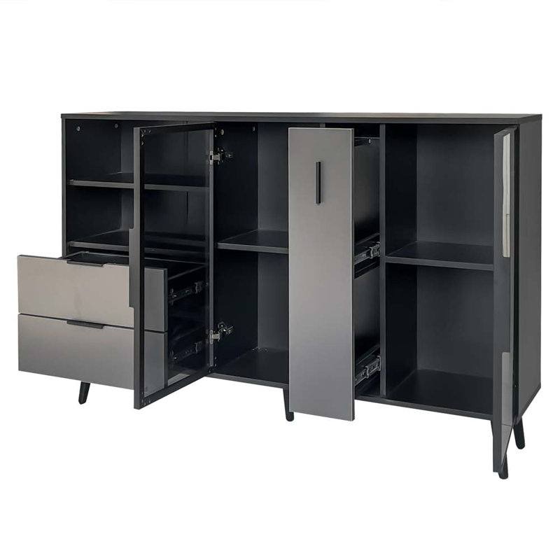 Fiallo 55.1'' Wide Filing Accent, Black/Gray