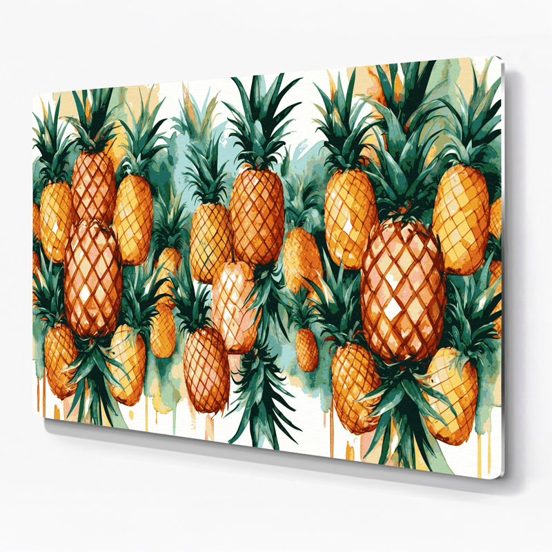 Fruit, ananas, art mural en métal brun, H 24 po x l 36 po
