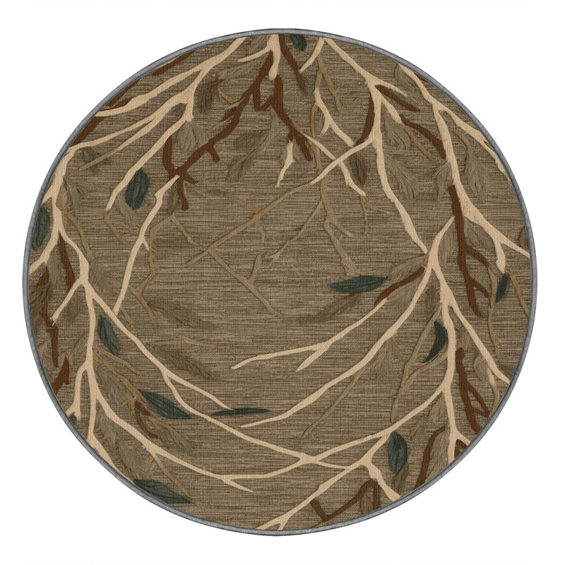 Machine Washable Nature Brown Area Rug, Round 5'