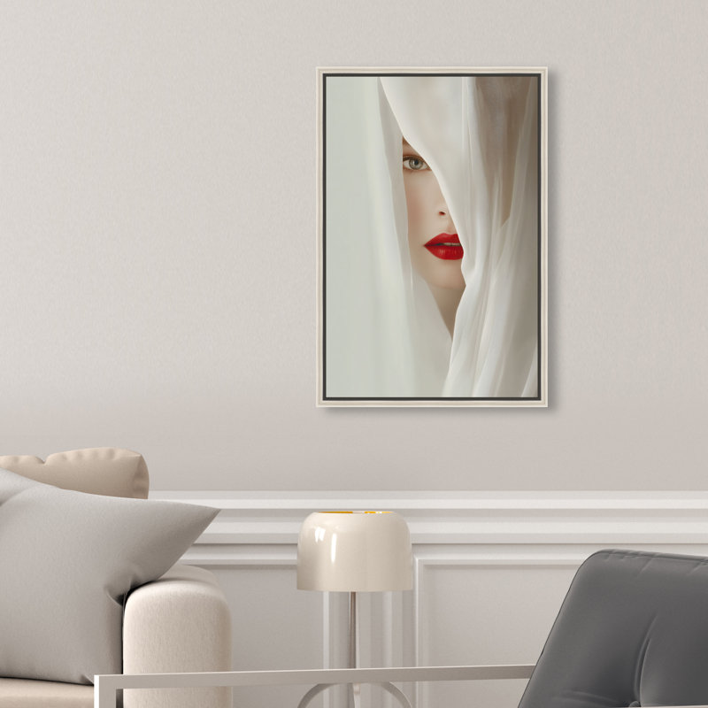 Secret Under Silk Canvas Fashion Print by Oliver Gal, Black Frame, 10 x 15, 31"H x 21"W, Silver Floater Frame