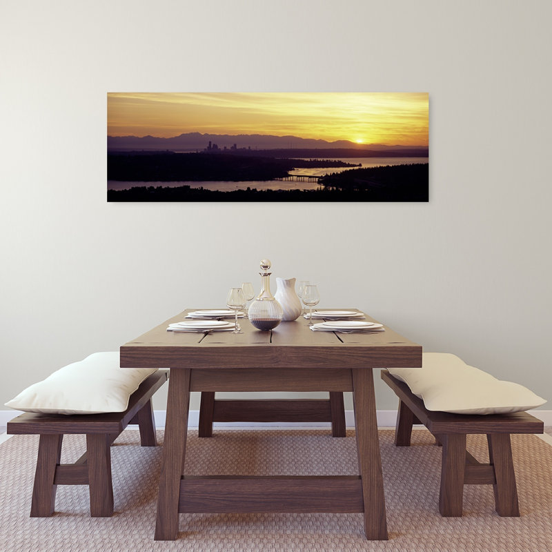 Lake In Front Of Mountains Lake Washington Seattle King County Washington State USA by Greg Probst - Wrapped Canvas Panoramic Print