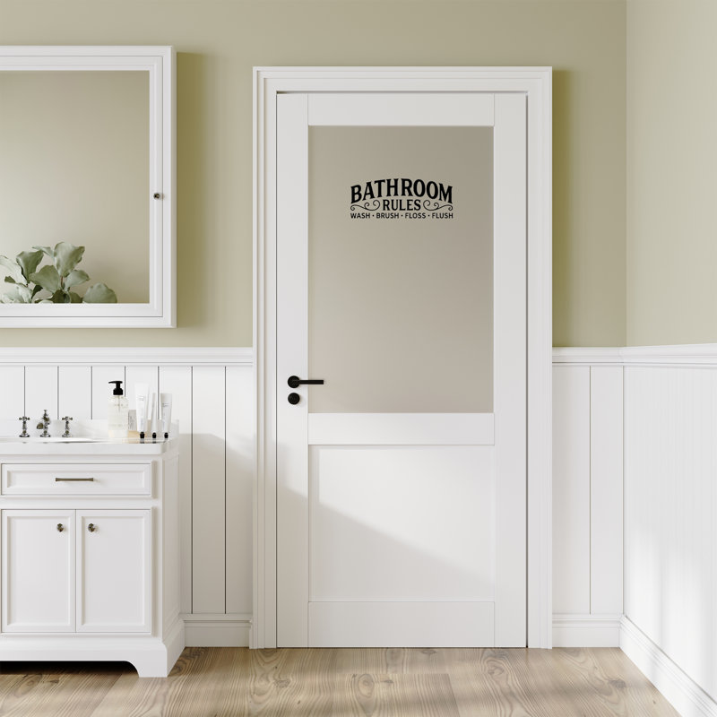 Bathroom Door Solid Manufactured Wood Prefinished Glass Standard Door, 36" x 80"