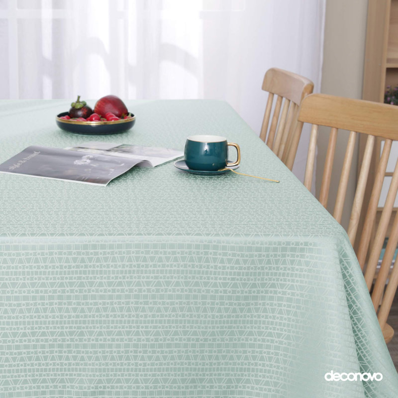 Decorations Square Table Cloth Jacquard Design Pattern Water Resistant Wrinkle Free Decorative Tablecloths, Slate Green