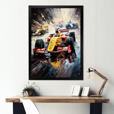 Yellow And Red Formula Car Speed Way Track - Race Tracks Wall Art
