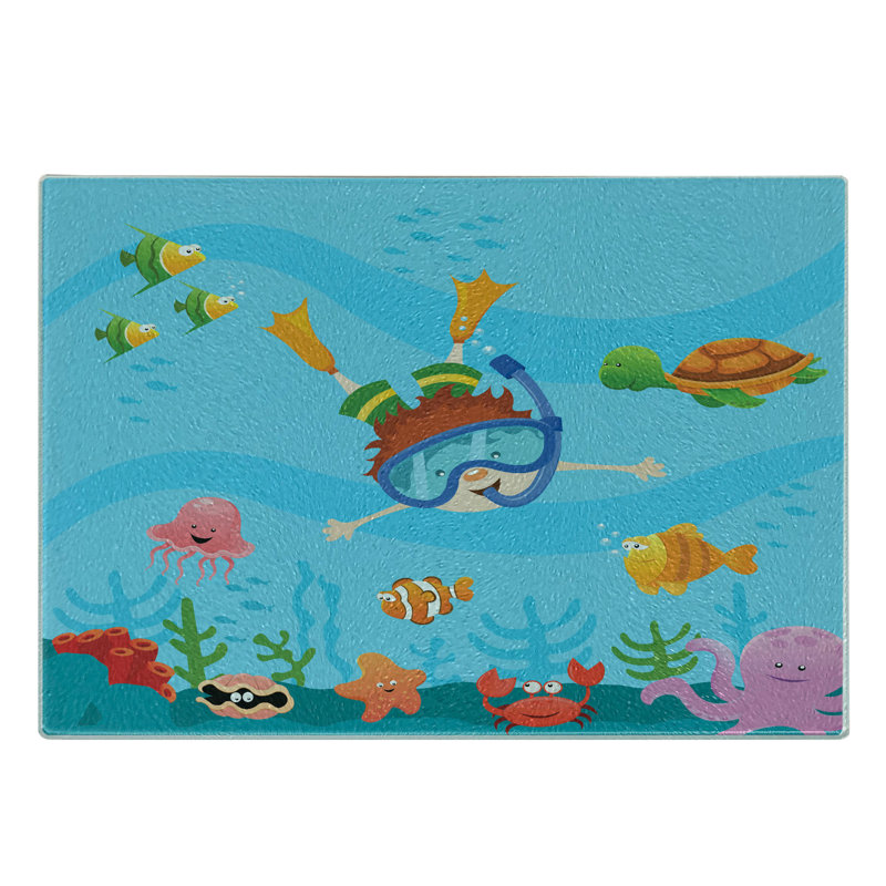 Multicolore, planche à découper en verre trempé Ambesonne Marine