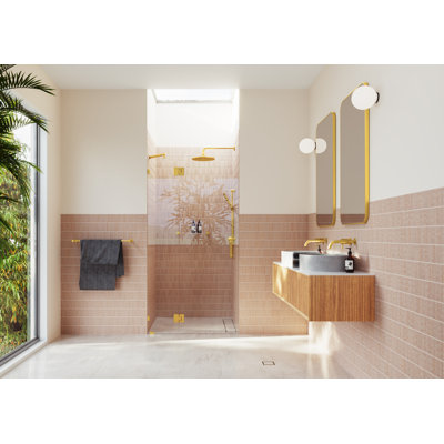 Halo 35.5 in. x 78 in. Frameless Glass Hinge Shower Door