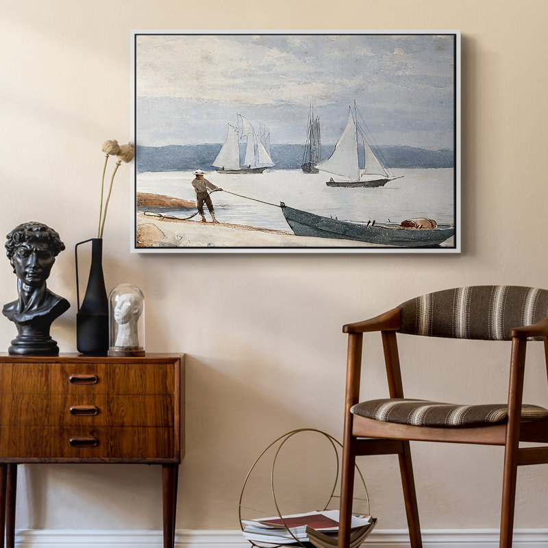 «Vintage Nautical Print-LXV III» sur, Toile encadrée flottée blanche, H 17 po x l 25 po