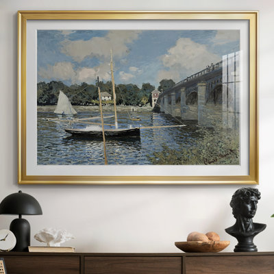 Le pont de la route à Argenteuil-Claude Monet - reproduction encadrée avec passe-partout et verre - 1874