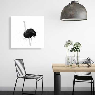 Autruche, aquarelle sur toile