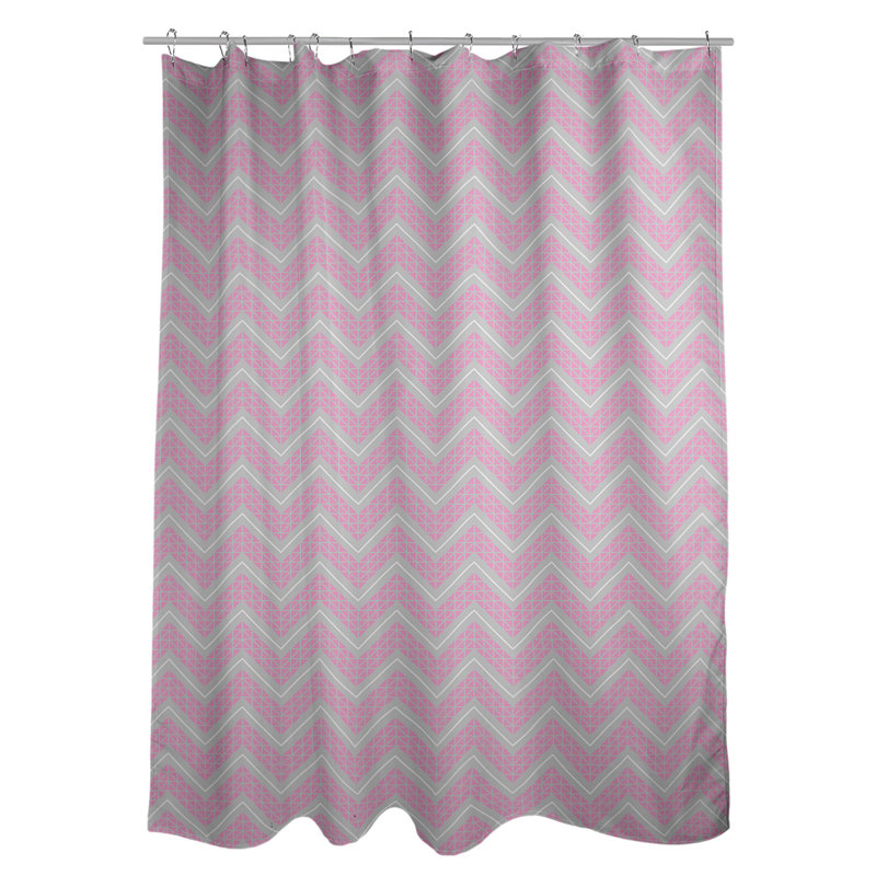 Rideau de douche simple à chevrons à la main classic, Gris rose