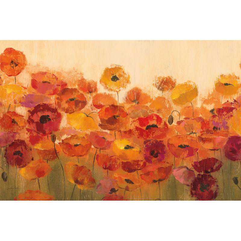 Summer Poppies par Silvia Vassileva - on, H 24 po x l 36 po, Cadre photo noyer, Oui