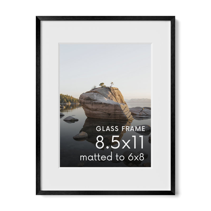 Cadre photo en métal avec verre, Noir, L 8,5 po x H 11 po