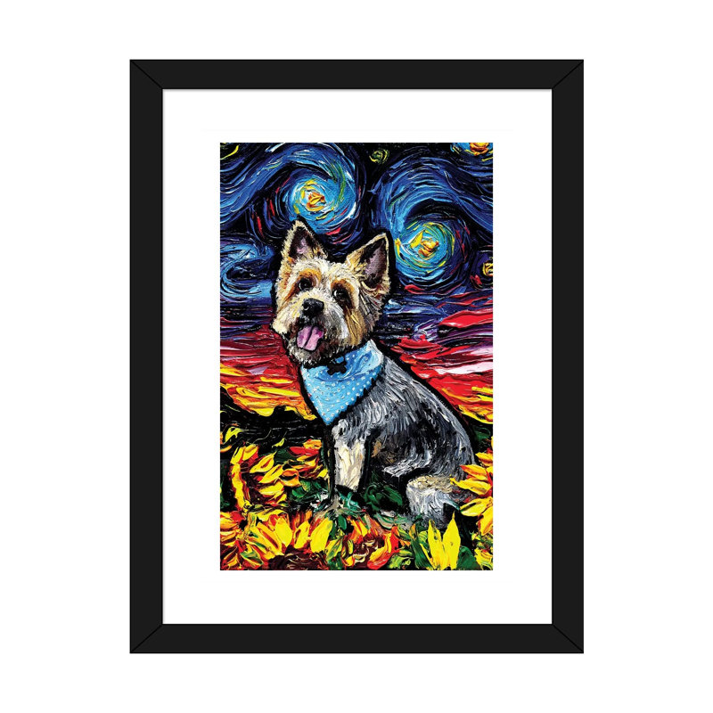 « Soyeuse Night » par aja Trèves, reproduction d’art, H 24 po x l 16 po x P 1 po, Papier encadré noir, Blanc