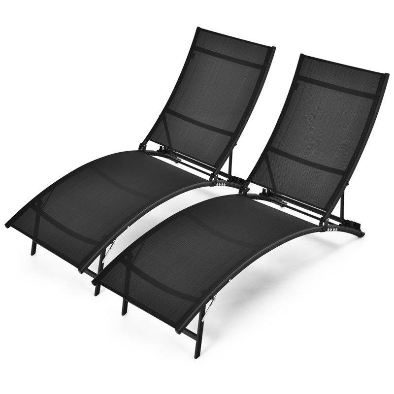 Ensemble de chaises longues d'extérieur pliables Latitude Run® avec dossier réglable à 5 positions