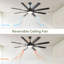 Ventilateur de plafond moderne de 66 pouces avec lumière à DEL à intensité variable et 8 pales ABS, moteur à courant continu réversible, télécommande, noir, pour le bureau à domicile-1024106509-1024106506