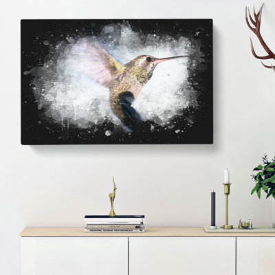 Flying Hummingbird Bird - Wrapped Canvas