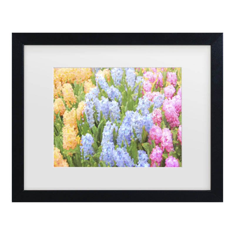 Œuvre sur toile, jacinthe Marie, printemps, H 13 po x l 16 po, Cadre noir
