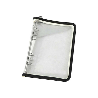 the Binder Two-color Zipper Notebook Cover  Transparent PVC Soft Cover Storage Binder Loose-leaf Folder