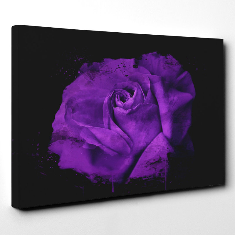 Flower Purple Rose 6 - Wrapped Canvas, 40cm H x 60cm W