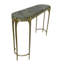 Console en marbre avec plateau en pierre en métal, finition dorée, entrée moderne ou décor de couloir vert 33 po