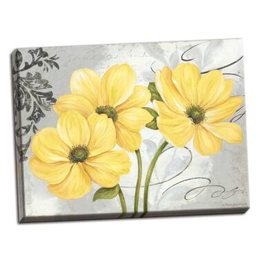 Latitude Run 'Clay Flowers' Acrylic Painting Print on Wrapped Canvas, Yellow