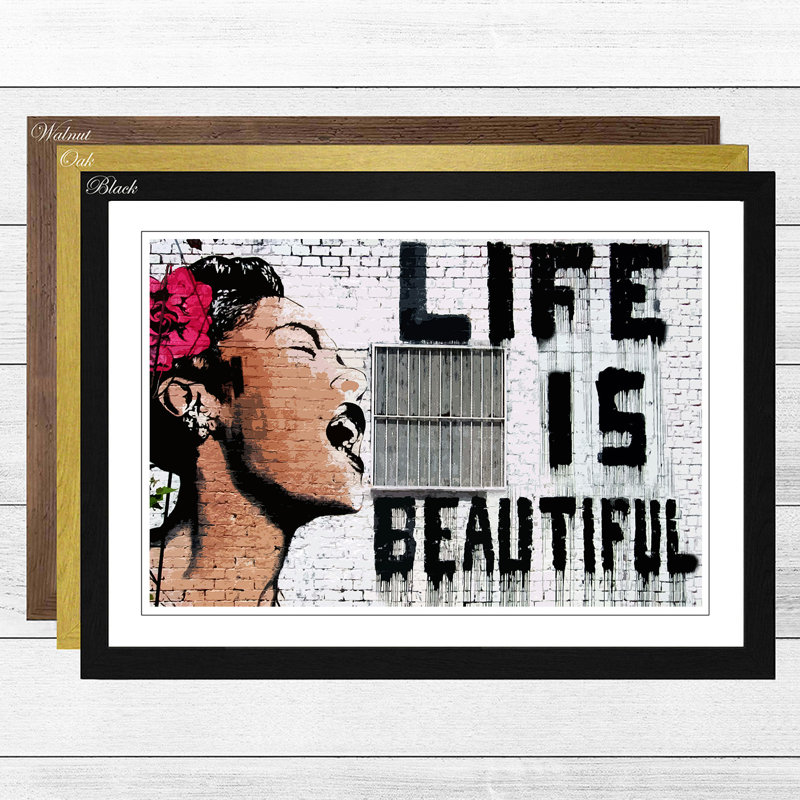 Banksy - Single Picture Frame Print, Walnut