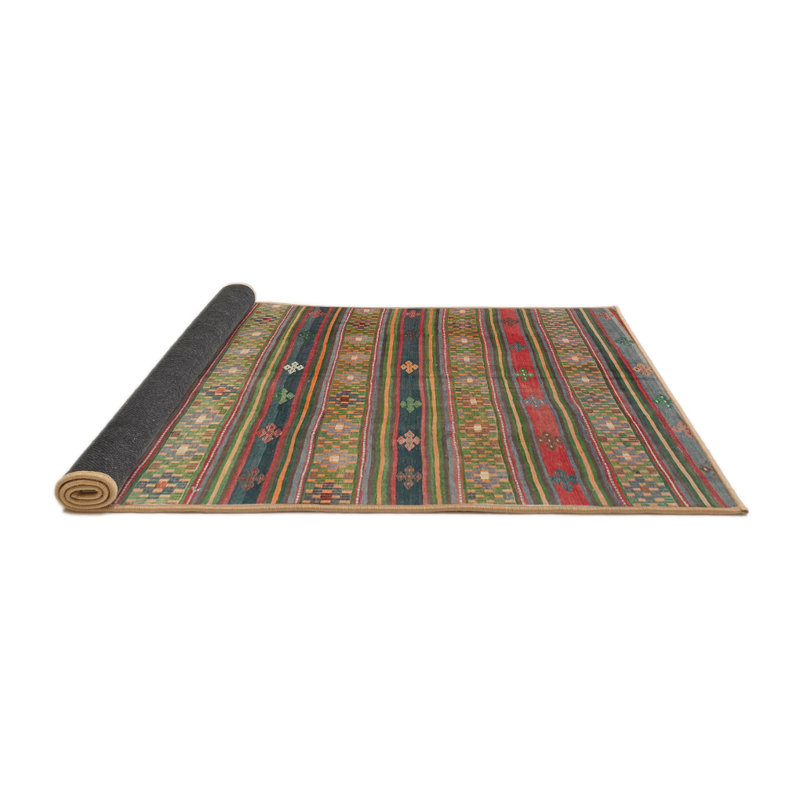 Tapis de zone brun/vert contemporain, Rond 3 pi