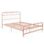 Structure de lit grand format en métal avec tête de lit et pied de lit arrondis - rose, lit plateforme robuste-304031263-304031262