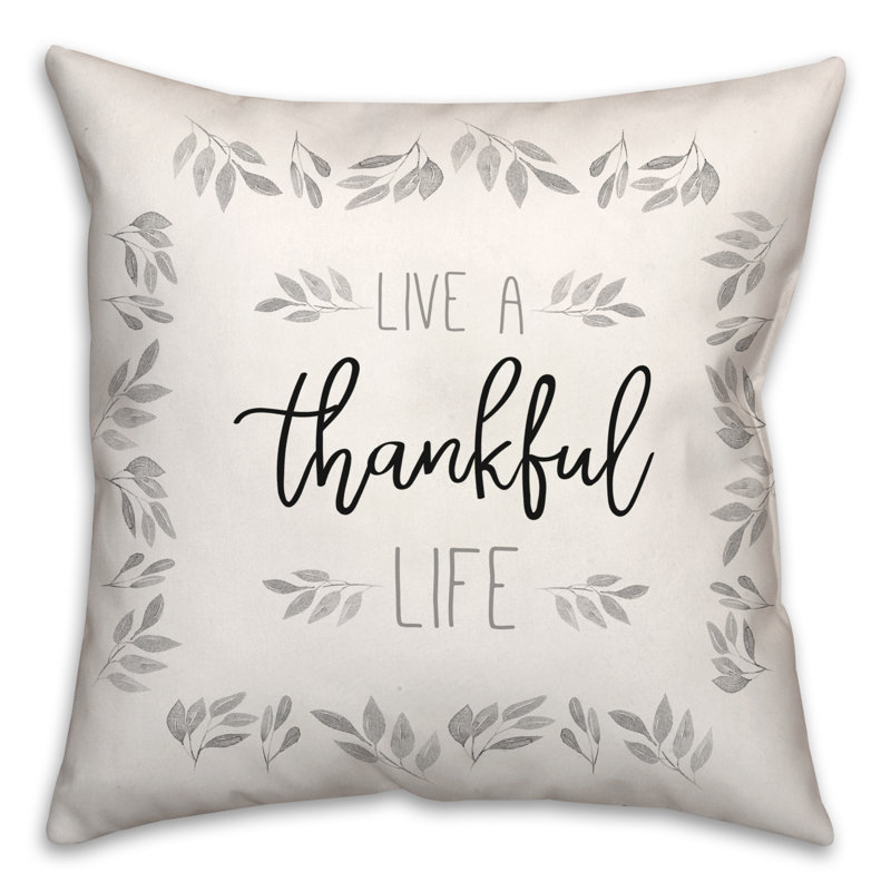  Housse de coussin et insert Live a Thankful Life, H 18 po x l 18 po