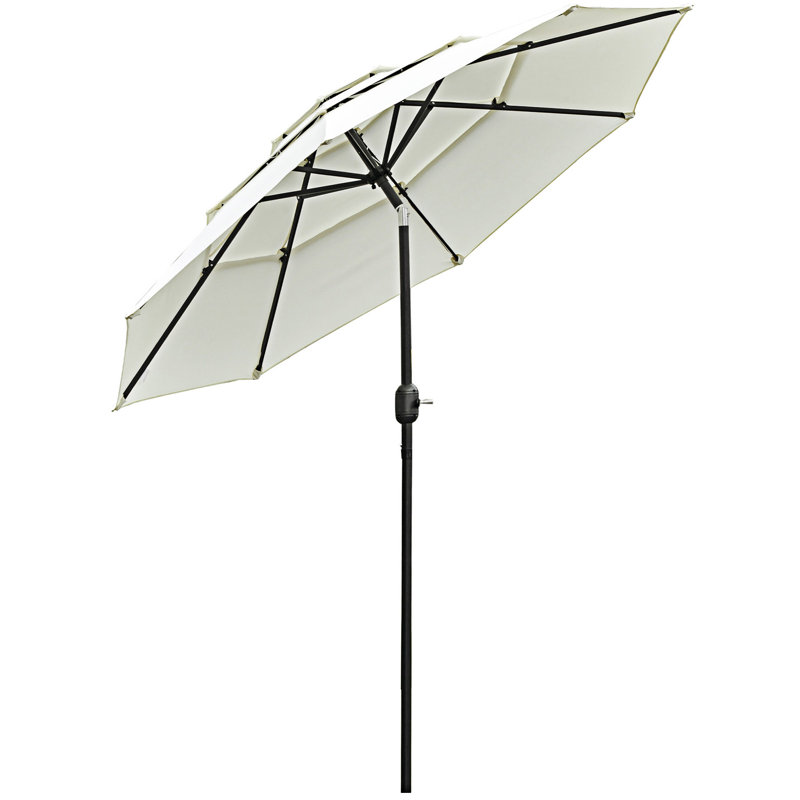 Parasol de patio avec manivelle Outsunny Tiers, Beige