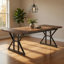Farmhouse Dining Table, 71 Inch Wood Top, Metal Base-123406501-123406500