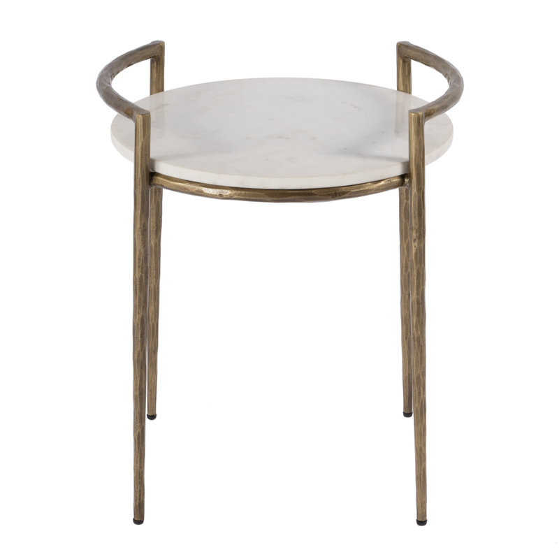 Madlyn 19 in. W Round Marble and Iron Side Table