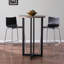 Table bistro avec plateau en chêne brûlé et base en métal noir pour petits espaces et utilisation multifonctionnelle