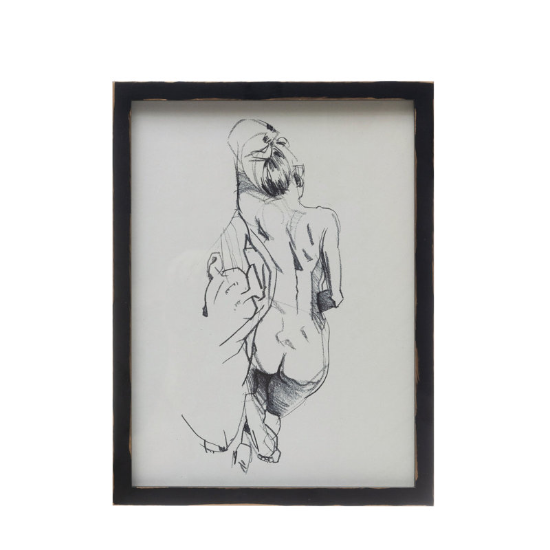 Croquis nu avec cadre en bois et couvercle en verre