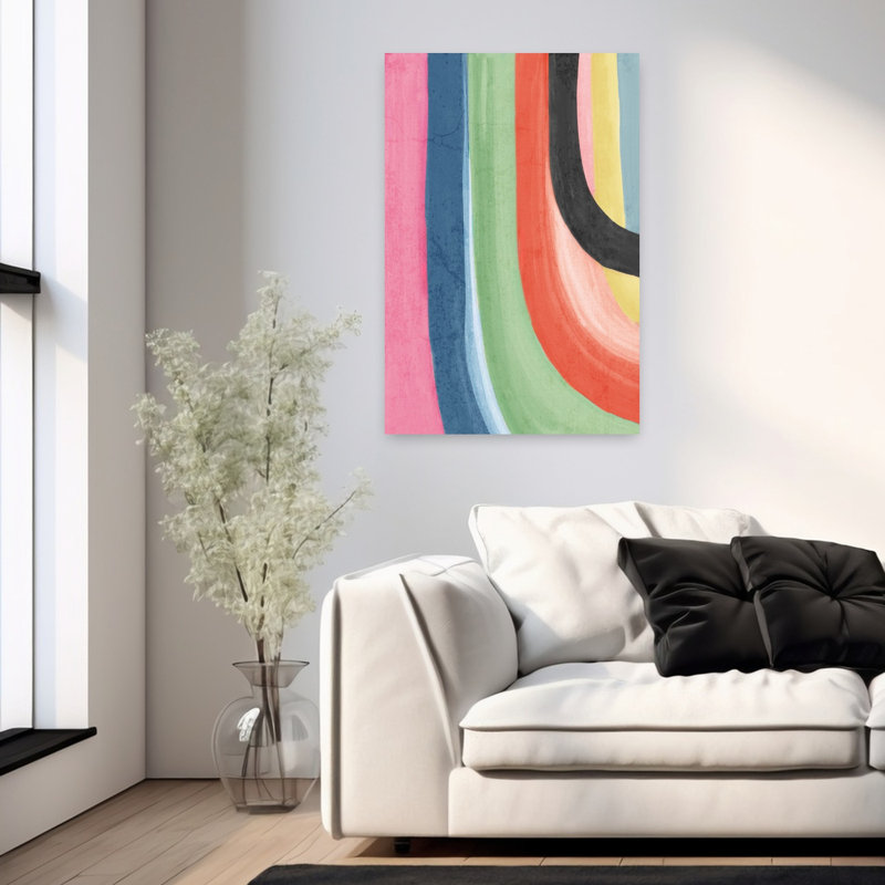 Art mural contemporain abstrait à couches colorées en harmonie II, H 36 po x l 24 po