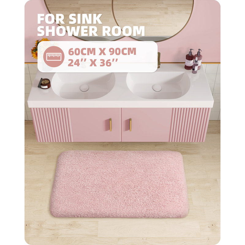 Non-Slip Bath Rug, 36" L x 24" W, Pink