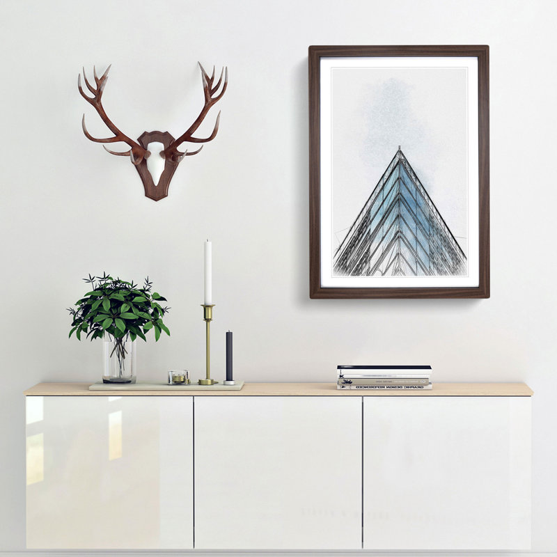 Sketching the Architecture Vol.60 - Picture Frame Drawing Print, Walnut Framed, 65cm H x 48cm W x 2cm D