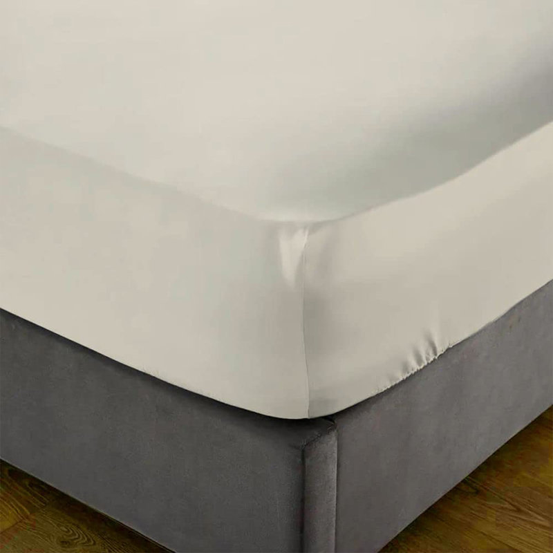 Aurelian 100% Cotton Percale Fitted Sheet, Cream, Super King