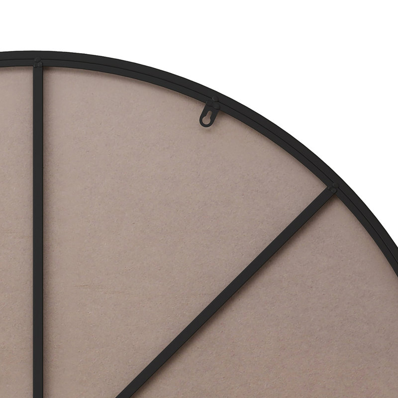Lundon Metal Round Wall Mirror, Black, Round 38"