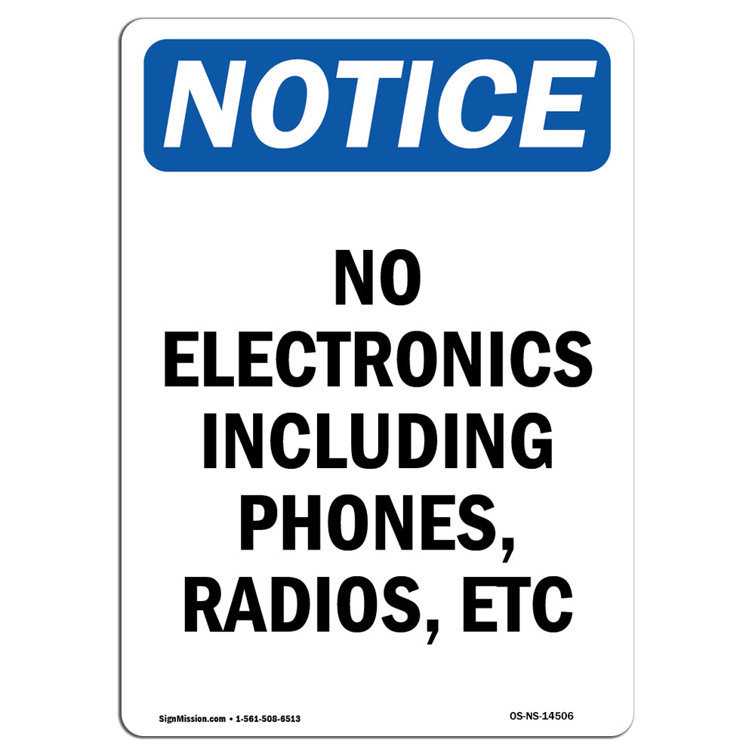 SignMission No Electronics Including Phones Sign | Wayfair