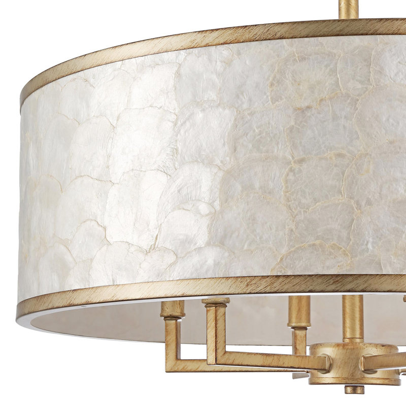 Lustre cylindrique 24 lumières 6 pouces Capiz, Doré