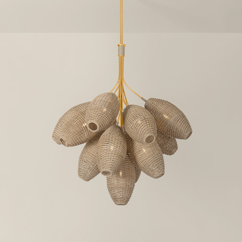 Lustre en Kar Karpos, H 49,75 po x l 44,5 po x P 44,5 po, 3 niveaux, 13 lumières