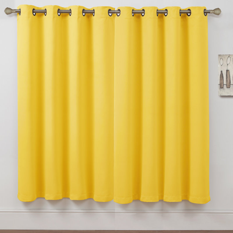 Neil Solid Blackout Curtain Panel, Yellow, 52" W x 63" L