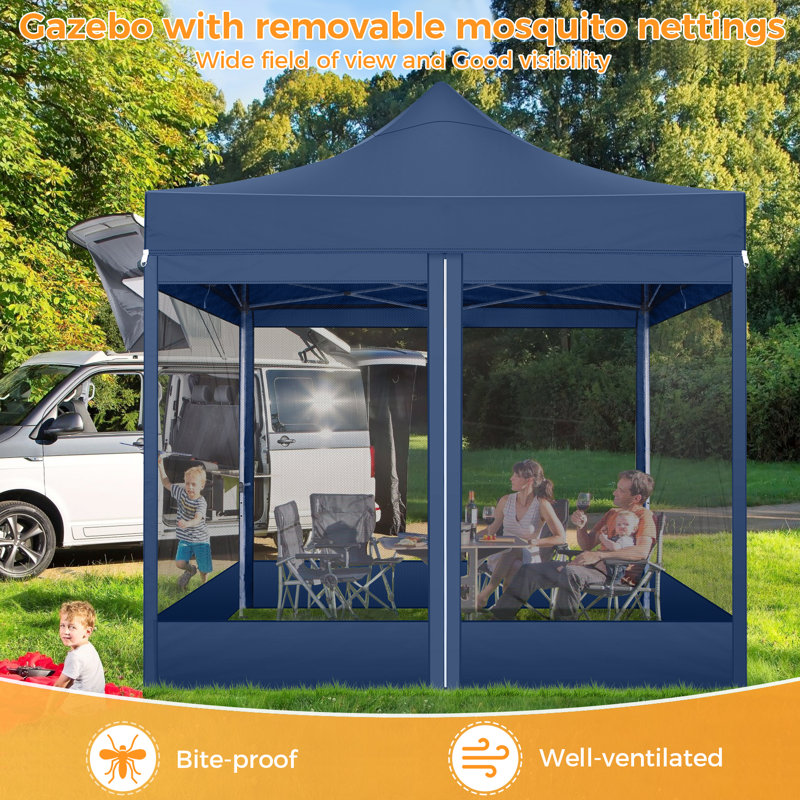 Dark Blue Heavy Duty 10'x10' Pop Up Gazebo Tent with Mosquito Netting