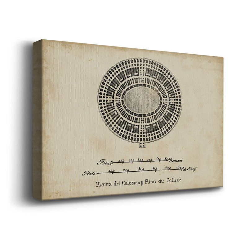 Plan for the Colosseum - Reproduction d'art sur toile tendue, H 12 po x l 18 po x P 1 po