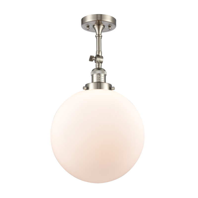 Plafonnier semi-encastré 1 lumière 12 "ciacchi, DEL, Blanc mat, Nickel satiné brossé