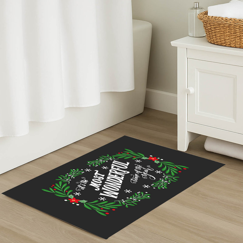 Tapis de bain «It's the Most Wondeful Time of the Year», Simple - L 24 po x l 17 po, Gris anthracite