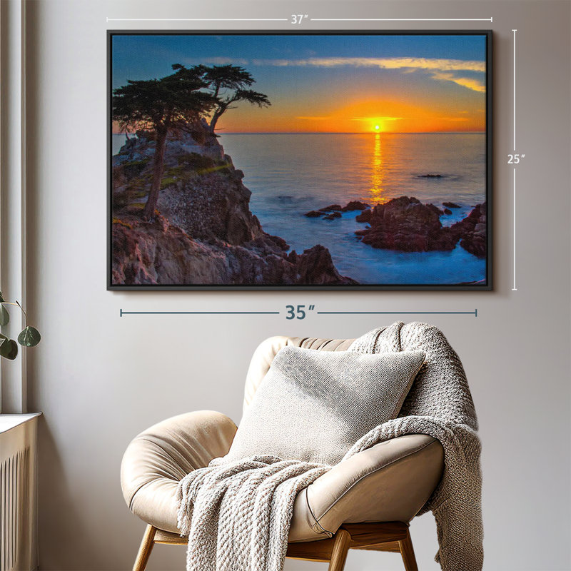 Golden Sun Above Pebble Beach Canvas Print, 25" H x 37" W